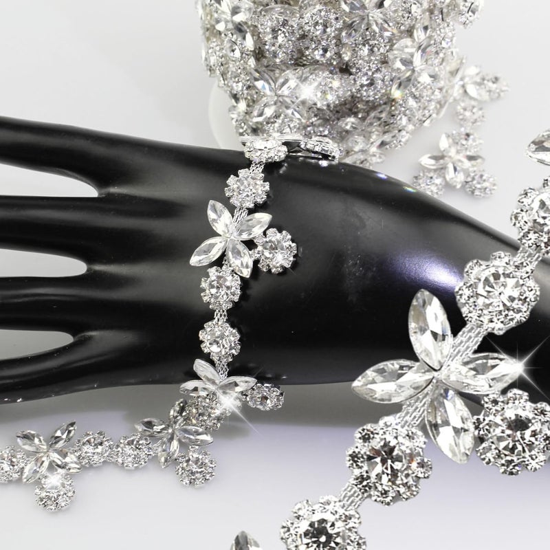 PEARLY JUN Rhinestone Trim Chain Sliver Applique Stringing Ribbon DIY Jewelry Wedding Party Bracelets Craft Bridal Bouquets Embellishment Accessories - Image 1